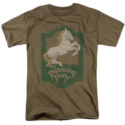 T shirt insegna pony rampante Signore degli Anelli marrone