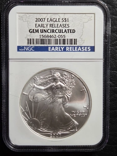 2007 $1.00 American Eagle  Silver Dollar Early Releases NGC Graded GEM UNC