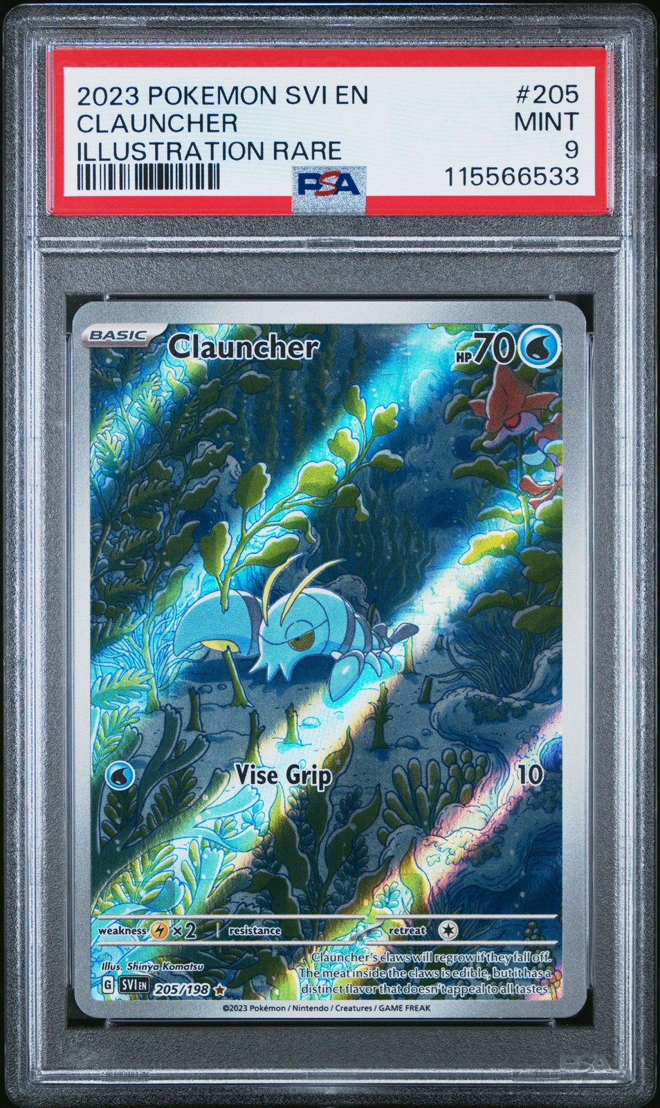 PSA 9 Clauncher Illustration Rare 205 2023 Pokemon Scarlet & Violet 115566533