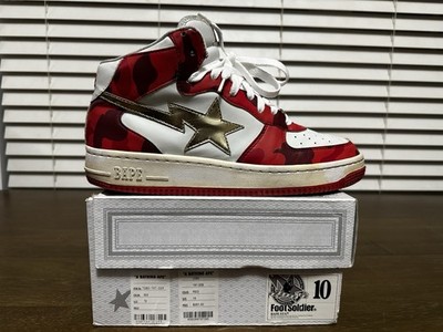 A Bathing Ape Red Bape Sta Mid Top Men s Sneaker Size US 10 [RARE]