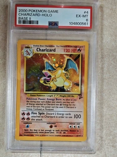 Pokémon Charizard 4/130 Base Set 2 Holo Rare PSA 6 Stage 2 120 HP Dragon