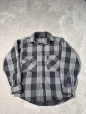Vintage 90s Five Brother Flannel Shirt Size Small Gray Black Buffalo MADE IN USA