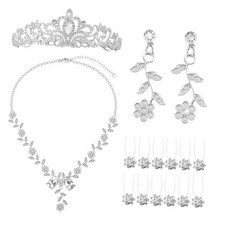 16 Pcs Tiaras and Crowns Jewelry Set for Women, Tiara Hair Pins Earrings