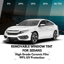 Removable Window Tint Film Kit 4 Door Sides Shade Sedan Car Uv Heat Block