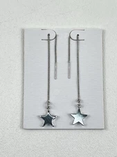 Star Threader Earrings Long Chain Drop Dangle Elegant Solid Star￼￼