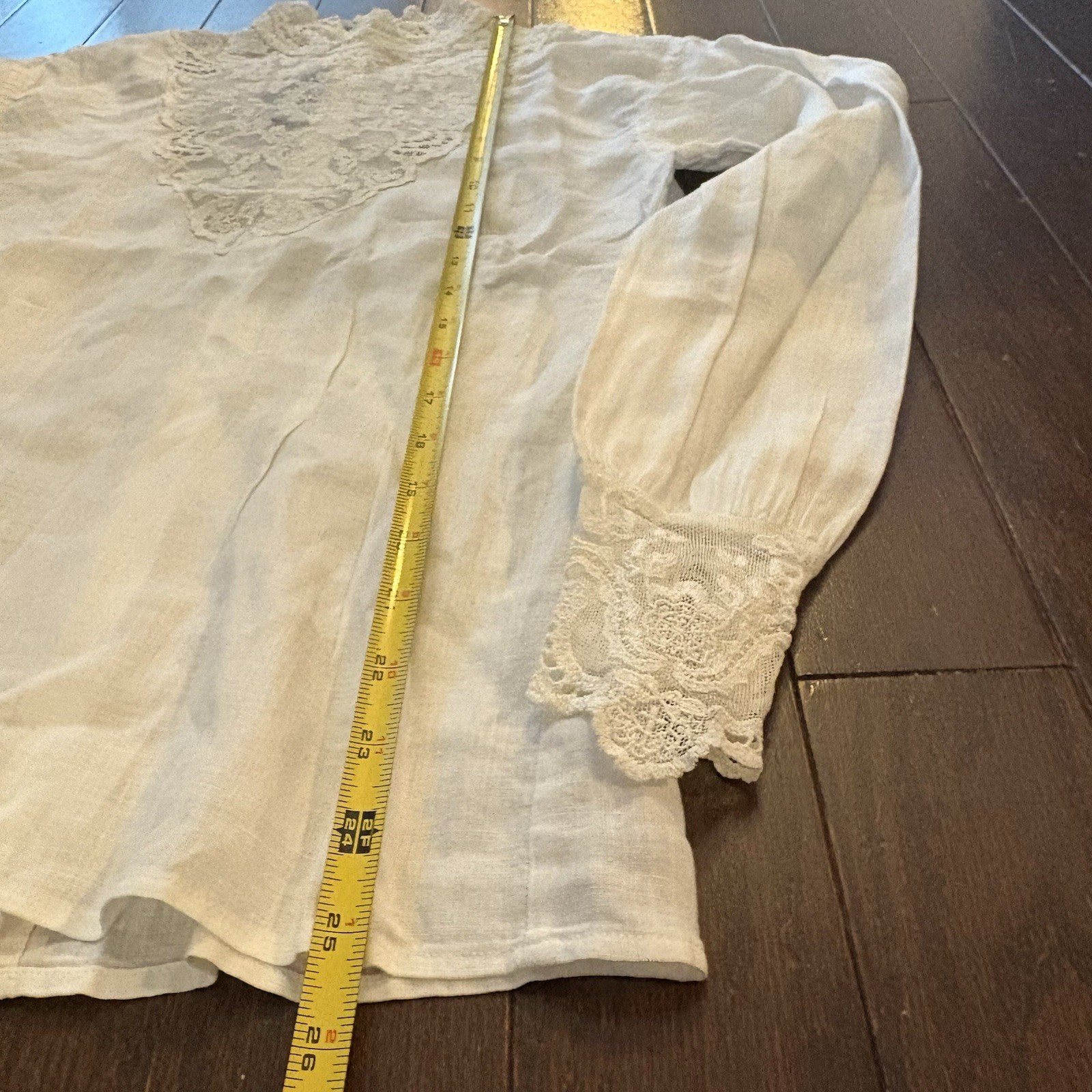 Vintage Ralph Lauren 80s Wool Midi Skirt & Linen Lace Blouse Victorian Romantic image 7