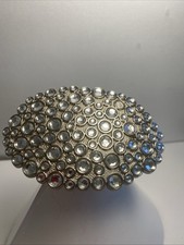 Silver Tone Oval Western Belt Buckle With Rhinestones. READ