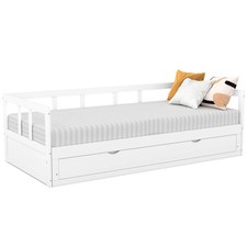 Lit banquette 90 x 190 cm ZOYA convertible 180 x 190 cm blanc avec 1 tiroir de r