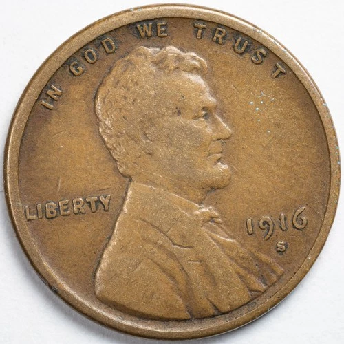 1916-S Lincoln Wheat Penny San Francisco Mint Fine (F)
