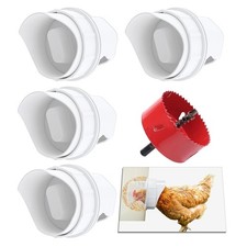 DIY Chicken Feeder Rain Proof Poultry Port Gravity 4 port with holesaw