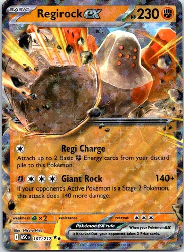 Regirock ex 107/217 Double Rare Ascended Heroes Pokemon Holo Near Mint