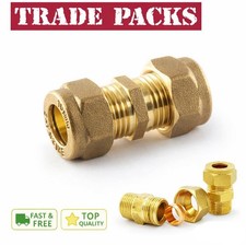 8MM 10MM 15MM 22MM 28M COMPRESSION COUPLING FITTINGS PLUMBING COPPER PIPE UK