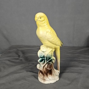 Vintage Yellow Parakeet Budgie Bird on Branch 10.5" Tropical Florida Decor