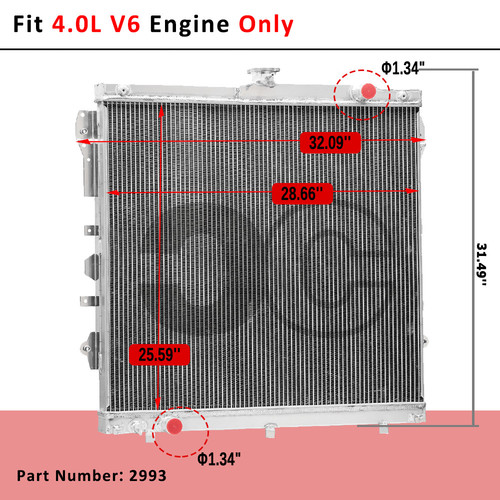 3-Row Aluminum Radiator Fit 2007-2014 TOYOTA TUNDRA SR SR5 4.0L V6 MT CU2993