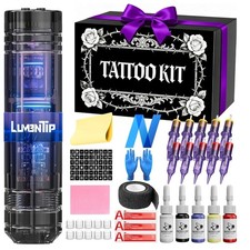 Wireless Tattoo Kit Complete for Beginners Pen Machine with Power Supply Needles