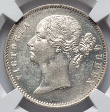 1840 B & C  Silver EAST INDIA COMPANY RUPEE NGC MS-62 Young Queen Victoria