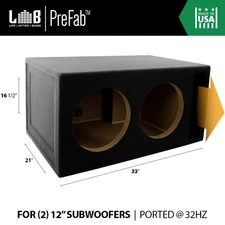 4.0 ft³ @ 32Hz Ported MDF SQ/SPL Enclosure Box for Dual 12" Car Audio Subwoofers