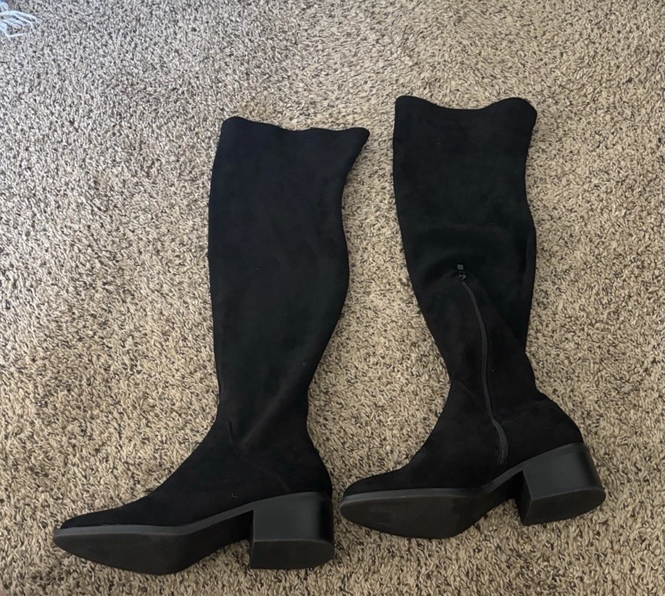 Botas de gamuza negras por encima de la rodilla Steve Madden Aggie para mujer talla 8 Foto 2 de 4