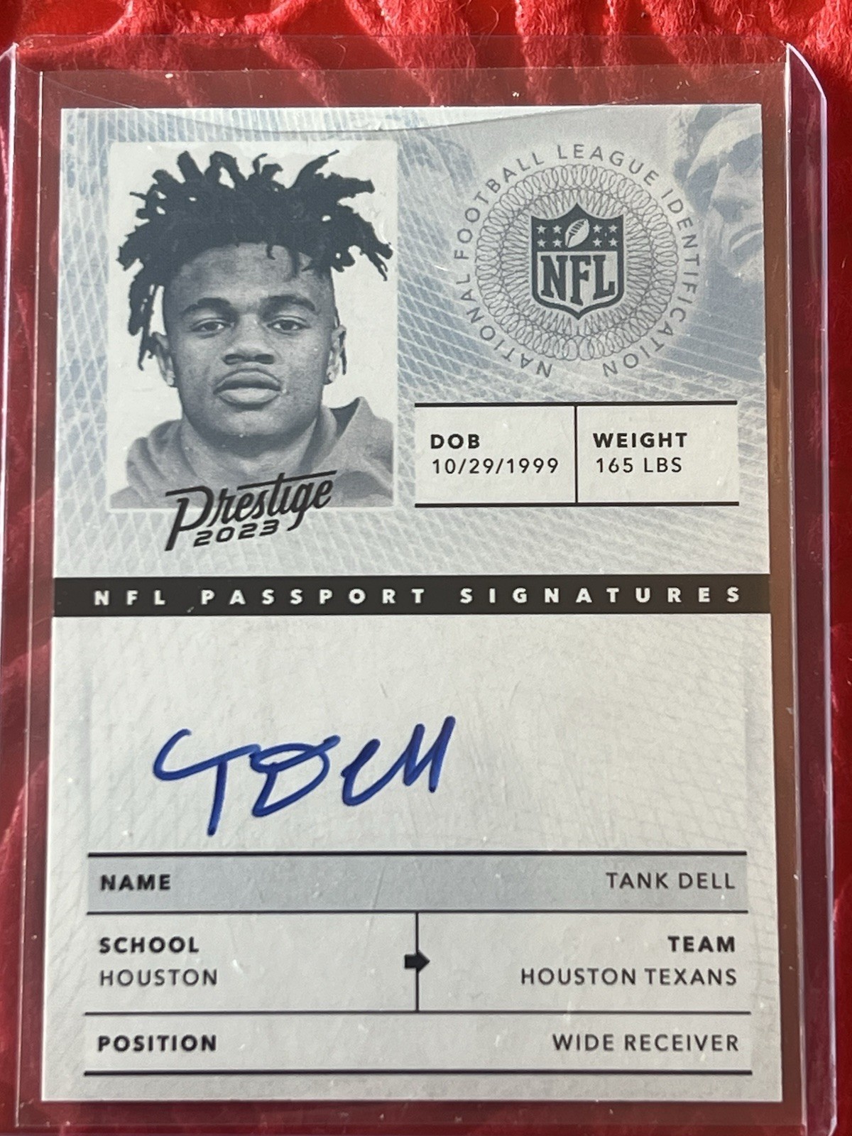 2023 Panini Prestige Tank Dell On Card Auto NFL Passport Signatures #NPS-TD RC