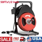 New ListingElectric Sewer Snake Drain Cleaner Auger 50FT x 1/2" Cleaning Machine w/Cutter