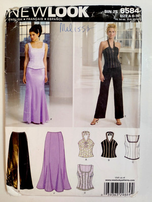 Simplicity New Look 6584 Skirt Halter Top Pants Sewing Pattern 6 8 10 12 14 16