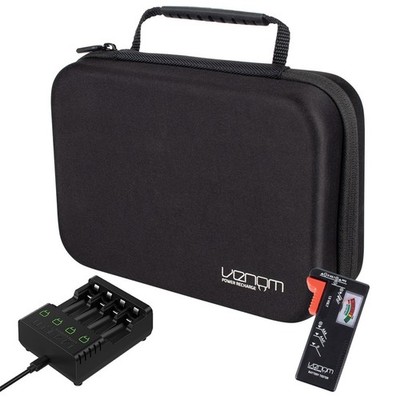 Venom Batterie Organizer Aufbewahrungskoffer, Batterietester und 4 Wege Batterieladegerät