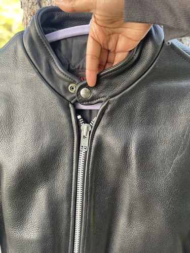 Natal Vintage Leather Cafe Race Biker Moto Jacket Motorcycle Black Punk 38 Small - Picture 3 of 16