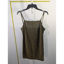 59 Style Womens Gold Metallic Shimmer Bodycon Mini Dress Square Neck XXL NWT