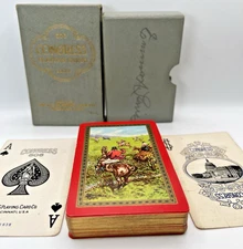 Cards Congress 606 "The Run" L1638 Gilt Bridge Equestrian Fox Hunt by A.H. Hider