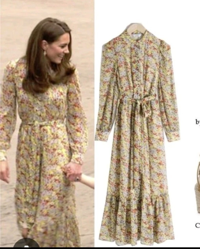 & OTHER STORIES and Ruffle Midi Dress UK 6 8 US 2 Floral Belt ASO Kate Middleton image 2