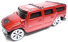 2020 MAISTO HUMMER H2 RED 1:64 DIECAST 2 3/4" SUV WITH BLACK  CHROME SILVER