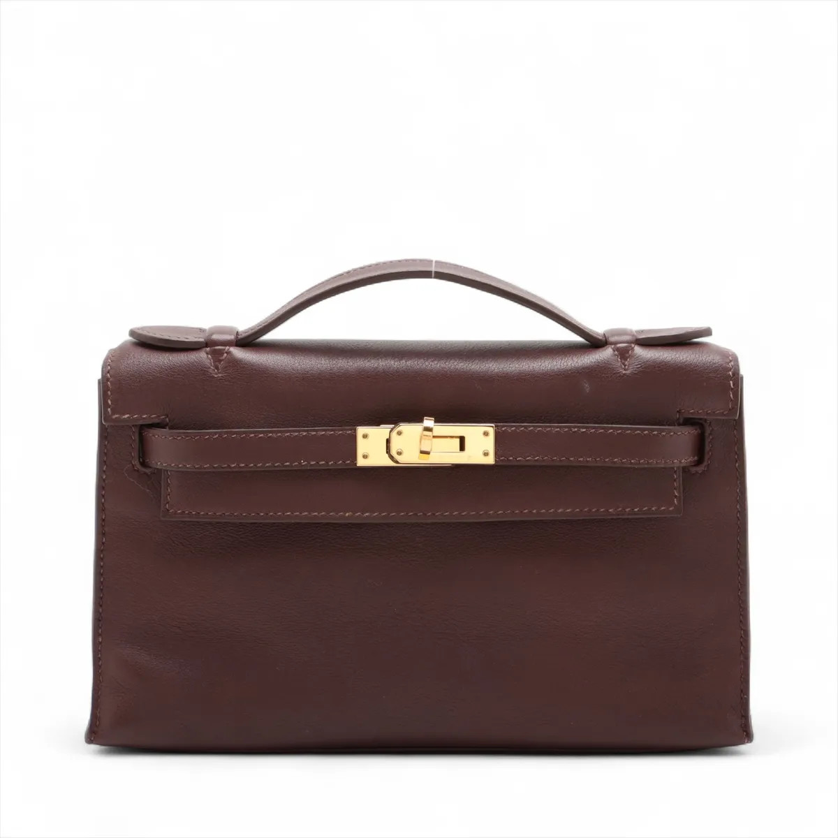 Hermès Pochette Kelly Mini Veau Swift Brown Gold Metal Fittings □L: 2008