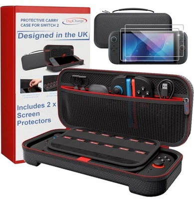 DIGICHARGE Carrying Case for Nintendo Switch 2 & Accessories Hard NS2 w screen protectors
