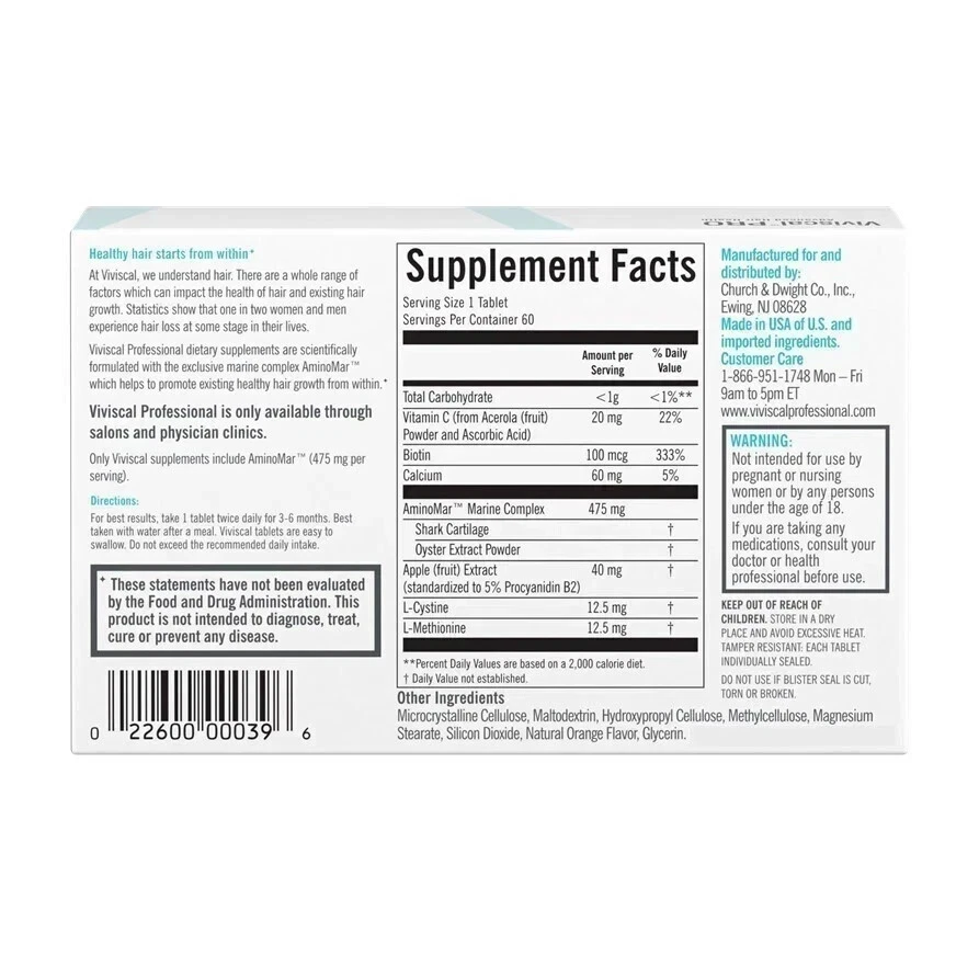 Viviscal Pro Suplemento Avanzado para el Crecimiento del Cabello 180 Comprimidos Caducidad 07/2027 Foto 2 de 2