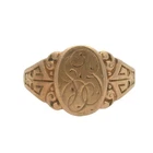 Antique Victorian Solid 10kt Yellow Gold Engraved Dainty Signet Ring Size 5