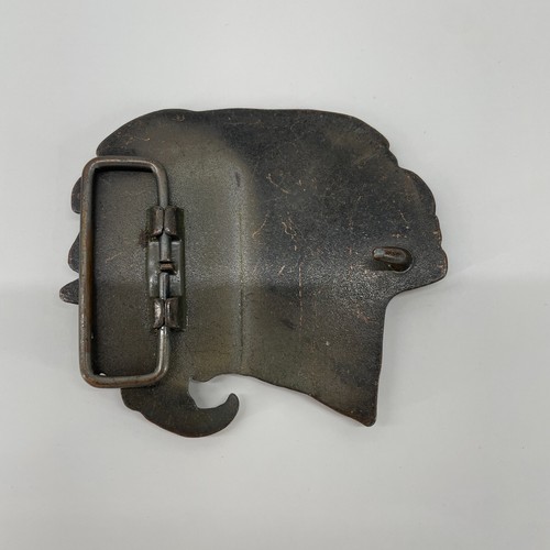 Fibbia per cintura testa indiana vintage capo nativi americani tono rame occidentale - Foto 3 di 8