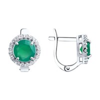 Damen Ohrringe Creolen Silber Achat Zirkonia Ohrschmuck Damens Echtschmuck