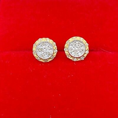 10K Gold echte runde Cluster Diamant Halo Ohrstecker 0,15ct 7,30m