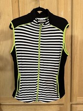 Nygard Striped Sleeveless Zip Vest Large White Black