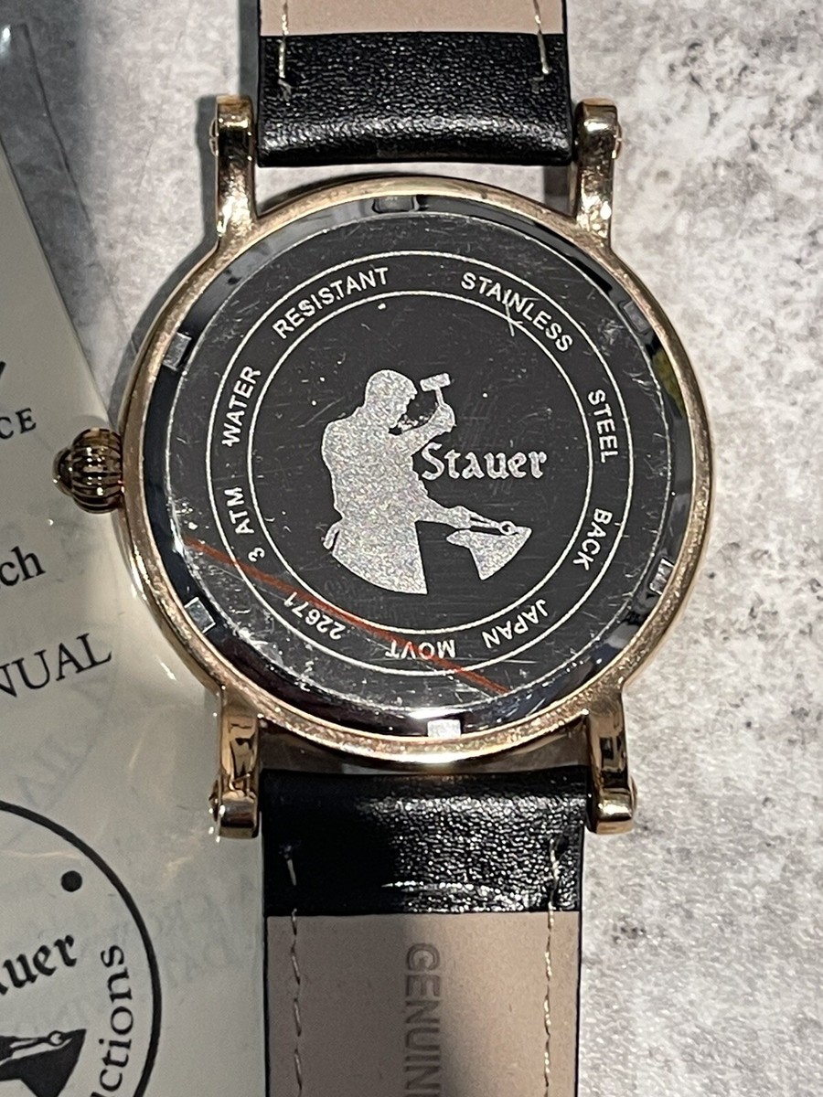 New In Box Stauer Buttonwood High Polished Gold Fused Stainless Watch Stauer Buttonwood 42mm High Polished Rose Gold fused  main image 2