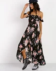 AUGUSTE Black Leila Button Down Floral Off Shoulder Dress Size 10
