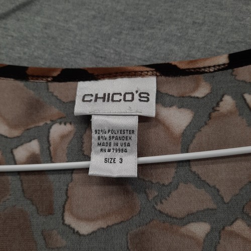 Chicos Bluse Damen 3 US Größe XL-16 braun 3/4-Ärmel V-Ausschnitt befestigt Wickeloberteil - Bild 2 von 10