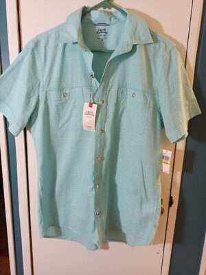 Izod Saltwater Dockside Chambray M. Button Up. NWT.