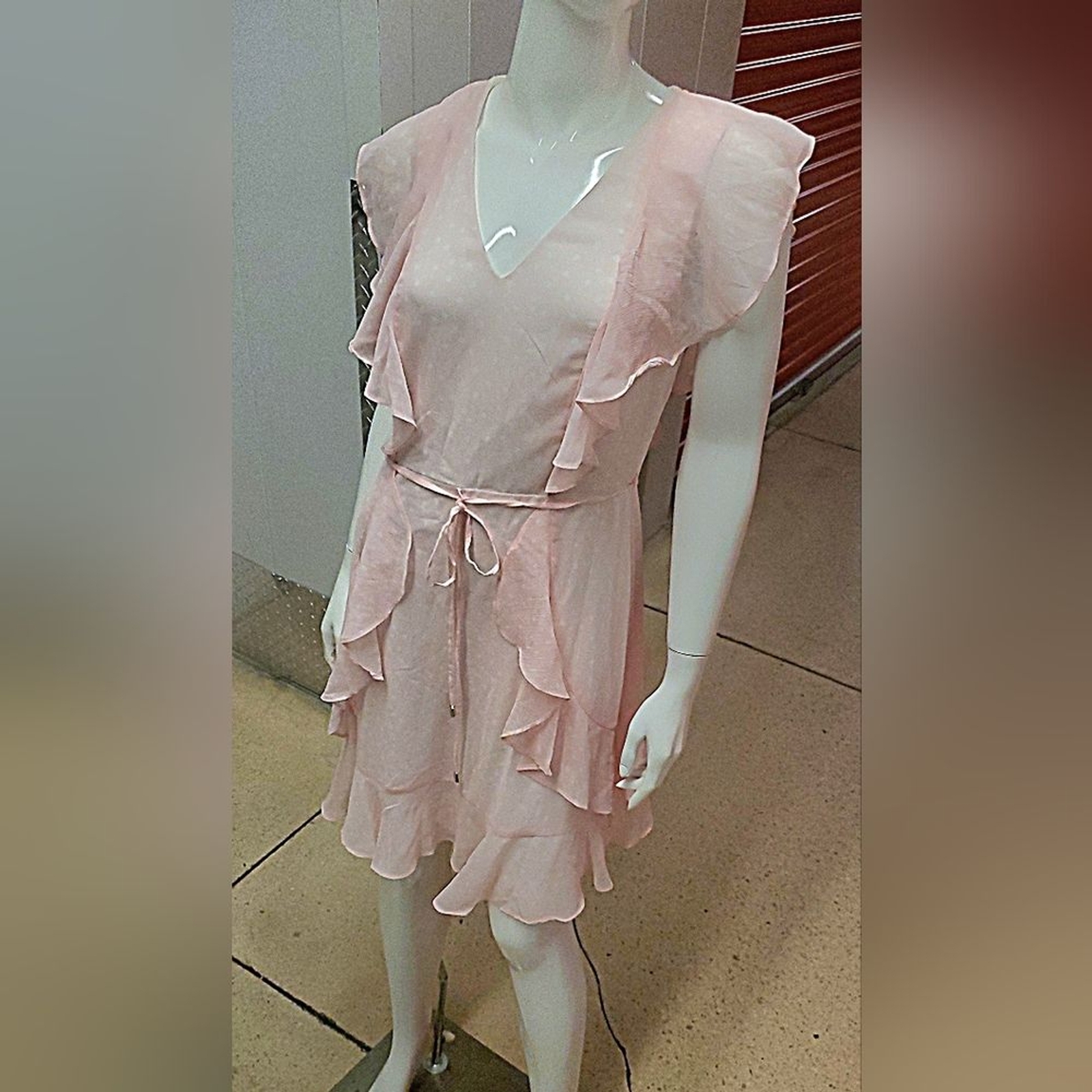 Tommy Hilfiger Pink Polka Dot Ruffle Flutter Sleeve Dress  