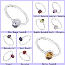 Natural Labradorite Gemstone Band Ring 925 Sterling Silver Jewelry For Women