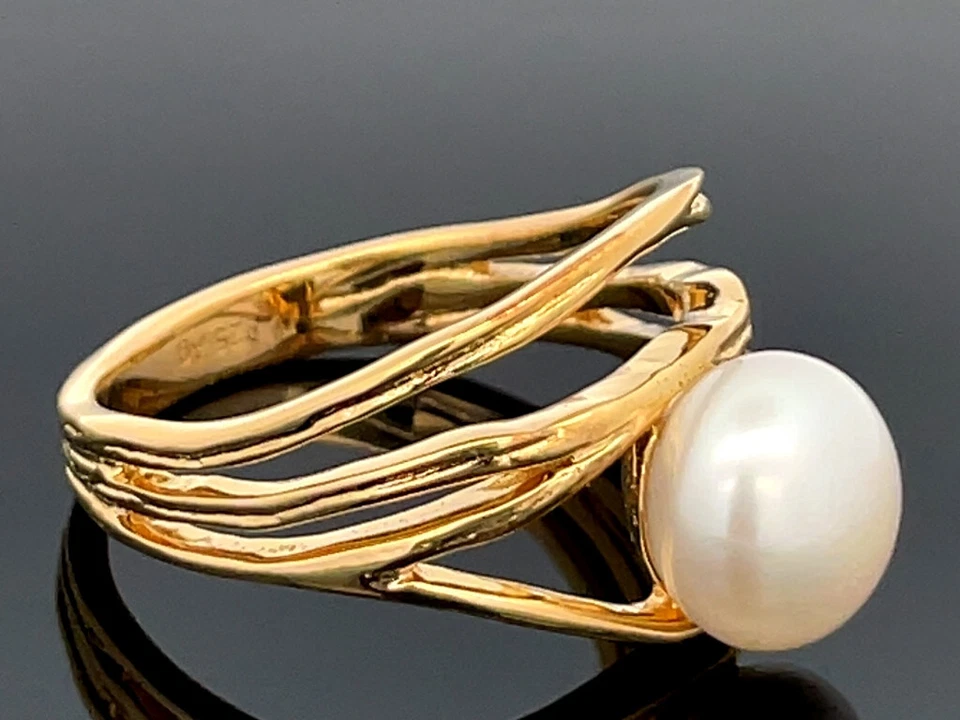 RING GR.17 (CA.53) 925/-SILBER VERGOLDET MIT MABE PERLE SCHMUCKJAGD - Bild 2 von 3