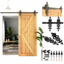 4-20FT Sliding Barn Door Hardware Kit for Single/Double  Wood Door Flower shape