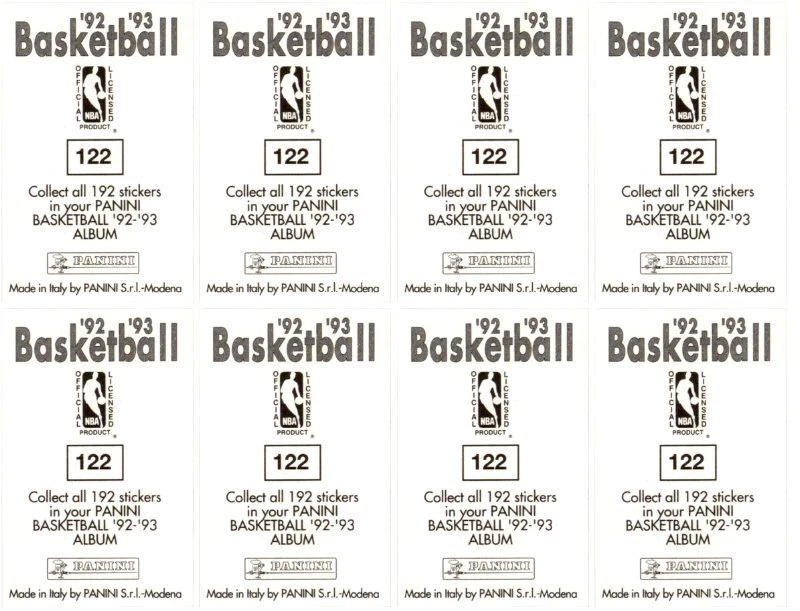 (8) Lote de tarjetas 1992 pegatinas Panini #122 Kendall Gill Charlotte Hornets Foto 2 de 2
