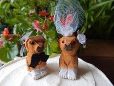 Labrador Brown Dogs Cake Topper Bride Groom Love Wedding Engagement Wood Statue