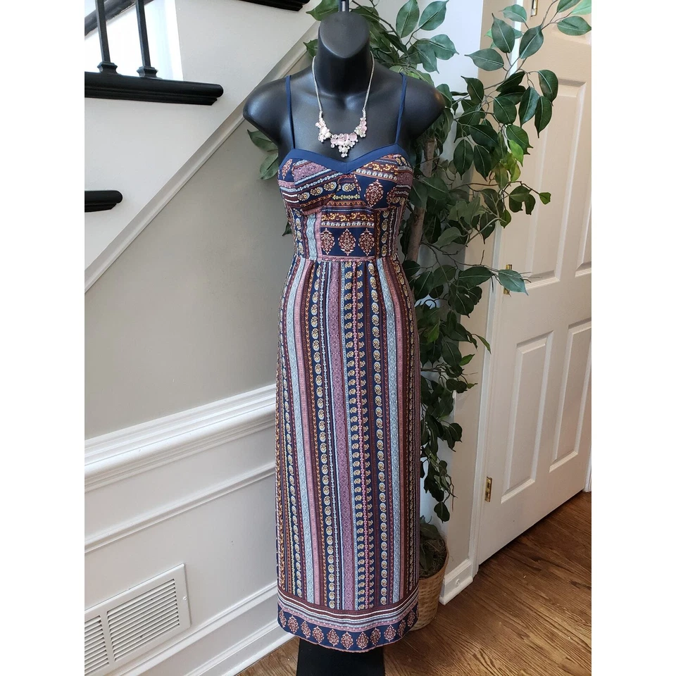 Xhilaration 长长裙女式 S 多花可调肩带无袖 — 第 2/4 张图片